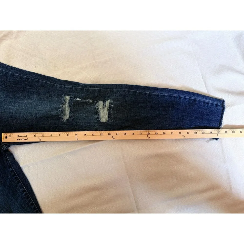 Judy Blue High Rise Distressed Skinny Jeans Raw Hem Size 11/30 - Picture 7 of 9